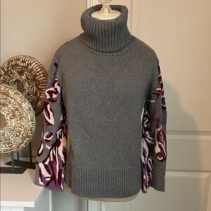 Cabi Eden Pullover Turtleneck and floral flared sleeves